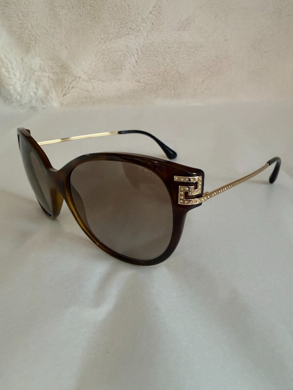 Versace Cat Eye Havana Gold Crystals VE4316-B 5148/13 57-17-140 Sunglasses - Picture 4 of 14